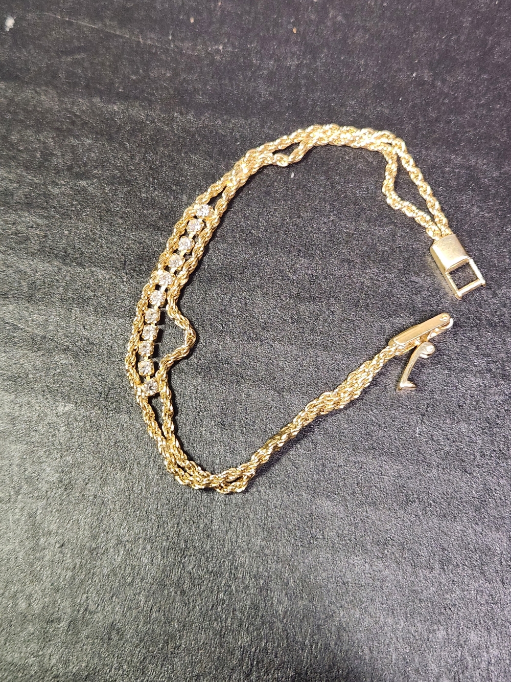 14k & 925 Sterling Silver With Lab Diamonds Bracelet
